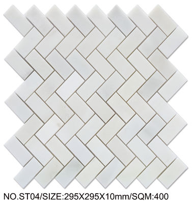 Mosaïque de piscine en pierre naturelle antibactérienne blanche 295x295mm pour villa