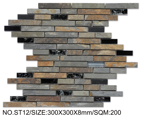 Mosaïque en pierre naturelle marron, inaltérable, 300x300mm, pour décoration et projet