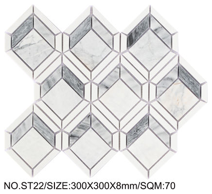 Mosaïque en pierre naturelle d'ivoire et gris 300x300 mm pour bureau et salle de bain