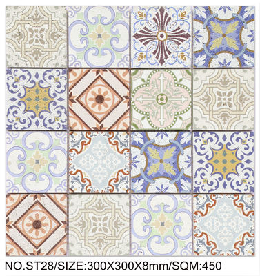 Mosaïque carrée rétro décorative et florale en pierre naturelle 300x300mm pour piscine