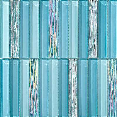 Mosaïques en verre bleu en brique de feu de 300x300 mm pour hôtel et salon résistant aux taches