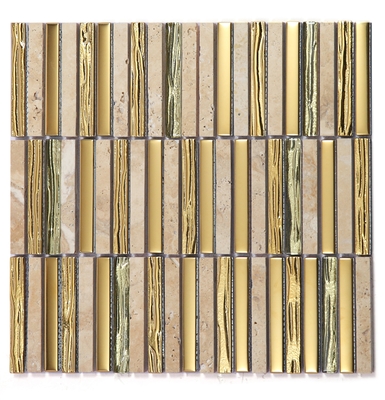 Mosaïques murales en pierre naturelle 282x294mm pour salon et balcon, marron, résistantes à l'usure