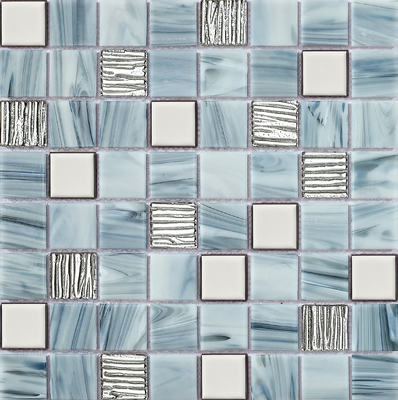 Mosaïques de verre murales intérieures bleues résistantes à l'usure et aux taches 304x304mm pour piscine