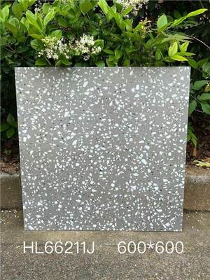 Carrelage de sol intérieur en céramique Terrazzo gris élégant 600x600mm pour salle à manger et salon