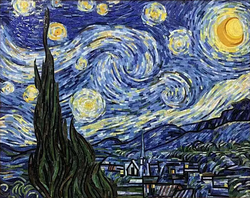 Des mosaïques en verre bleu pour bureau et salle de bain