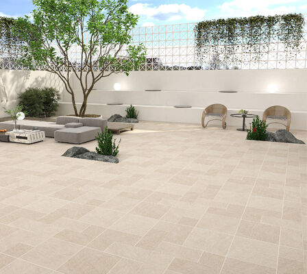 Jaune clair antidérapant 600x600 mm Plancher extérieur Carreaux de pavés en céramique Design élégant Pour le jardin