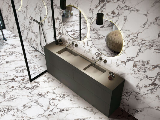 Réplique vitrée 600x1200mm Antibactérien en blanc et gris Plancher intérieur en mat Carreaux de porcelaine pour le salon et l'hôtel