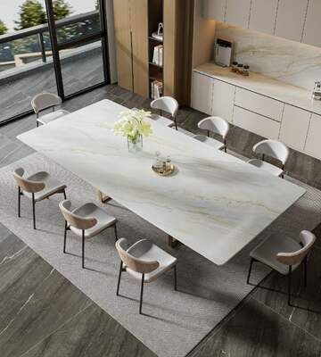 Dalle en pierre frittée beige marbre écologique 800x3600x12mm polie pour cuisine et salle à manger