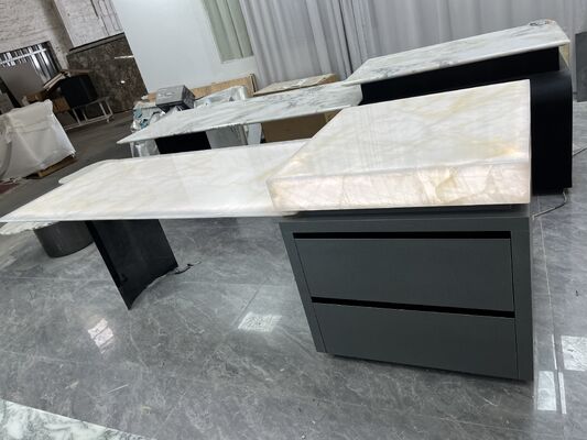 Élégance de brique de feu de luxe Bureau de marbre blanc poli pour les hôtels et les projets MOQ 1 ensemble