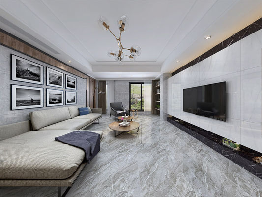 jet d'encre 3d imprimant Herme Grey Polished Marble Slabs, tuile en pierre intérieure de 0.98cm