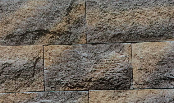 mur beige handcrafted 14mm de ciment de champignon de Gray Orange Cultured Stone Brick