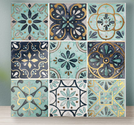 Ligne argentée d'or 20x20cm de PRIMERA 8.2mm Crystal Polished Tile Decorative Green