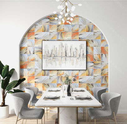 Carreaux de mur en céramique dorée arc-en-ciel 20x20 cm pour fond intérieur