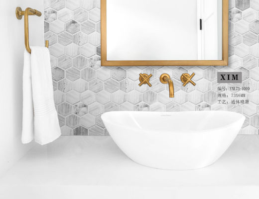 Jet d'encre imprimant la tuile de mur de mosaïque d'hexagone de GV, marbre en verre en bois de tuile de partie supérieure du comptoir de 48x6mm