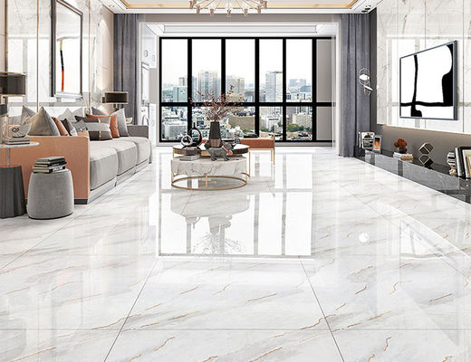 décoration vitrée par porcelaine blanche Carrare CIQ de carrelages de couleur d'or de 80x80cm SASO