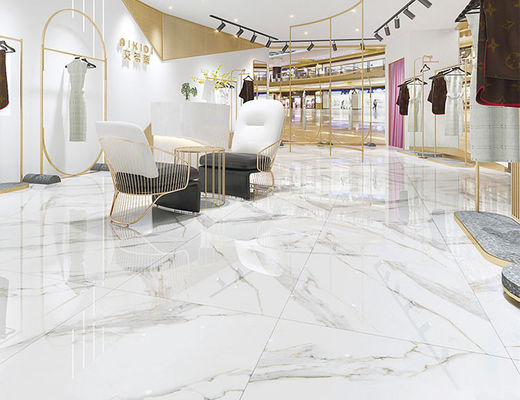 lignes 10mm blanc d'or de 48kgs/ctn Calacatta Clay Marble Porcelain Floor Tiles