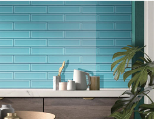 Le mur en céramique antibactérien de souterrain de la catégorie D.C.A. couvre de tuiles la porcelaine verte 3D de 68x280mm