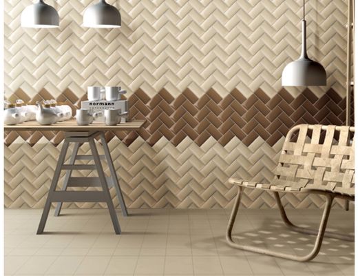 tuile imprimée par jet d'encre biseauté du bord 3d de 75x150mm, tuile de souterrain de décor du plancher 50M2