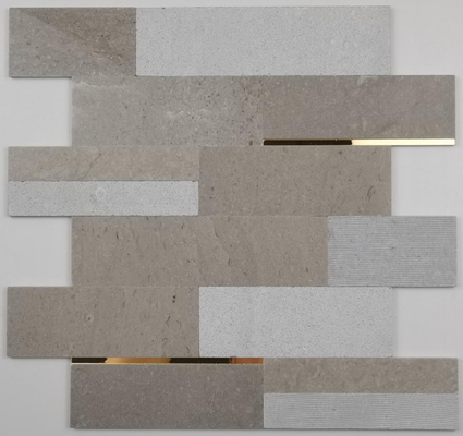 pierre naturelle de tuile de mur de mosaïque d'épaisseur de 4mm avec le décor en métal