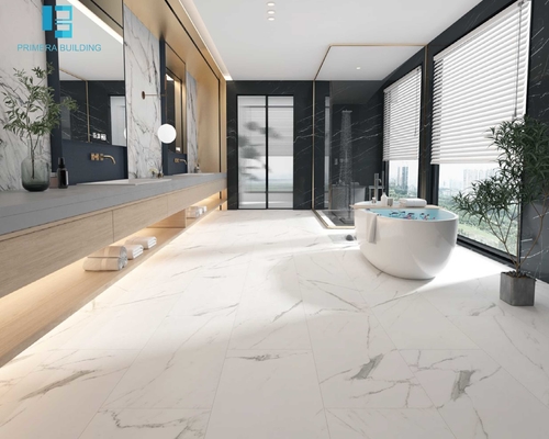 SPC Carrara plancher en vinyle de marbre de 5,0 mm revêtu de revêtement UV