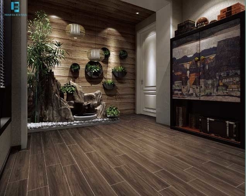 Carrelage en bois pour sol en porcelaine 200 x 1200 mm marron foncé